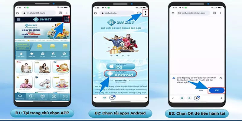 Hướng dẫn tải app Shbet trên điện thoại Android